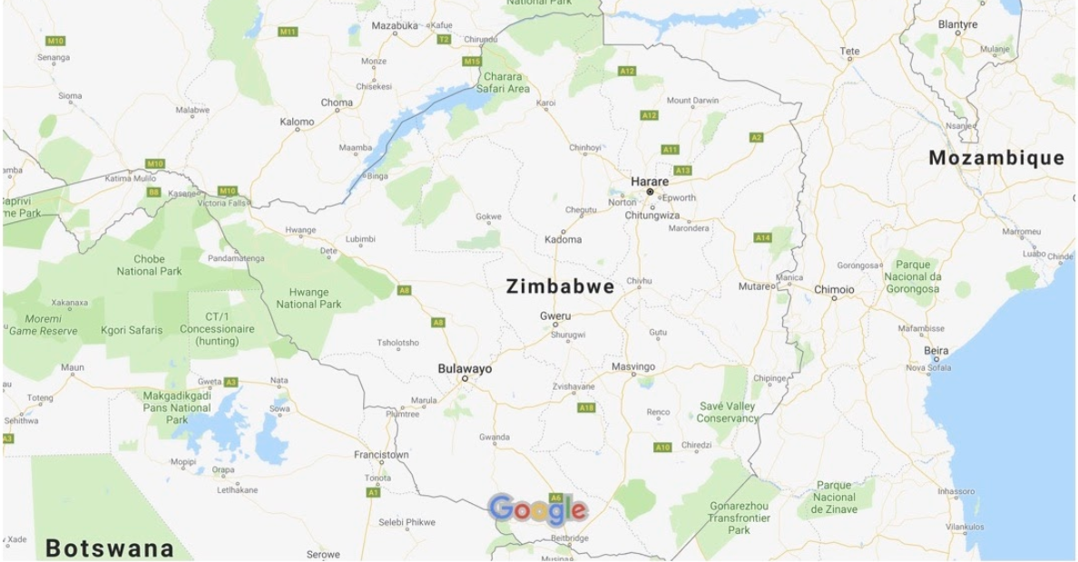 Tuverl Map of Zimbabwe